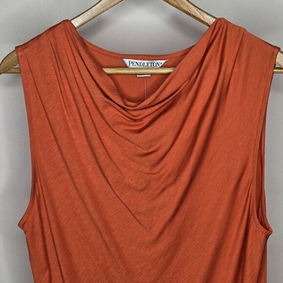 NWT Pendleton Women's Cowl Neck Sleeveless Blouse Deep Orange Size L - Picture 3 of 8